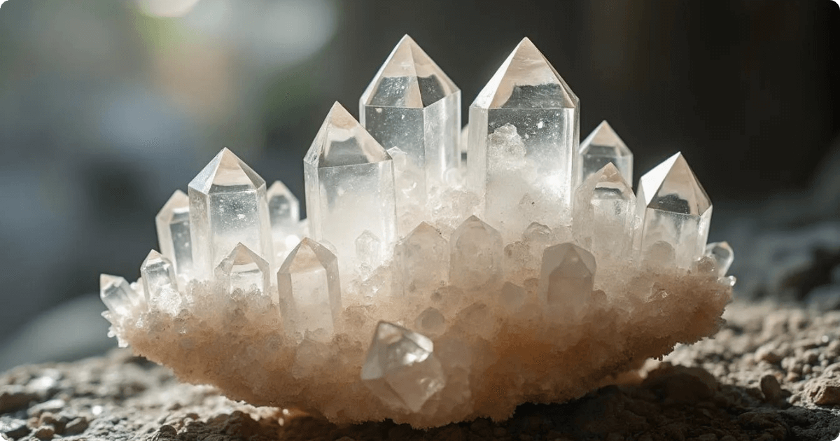 clear quartz crystal cluster