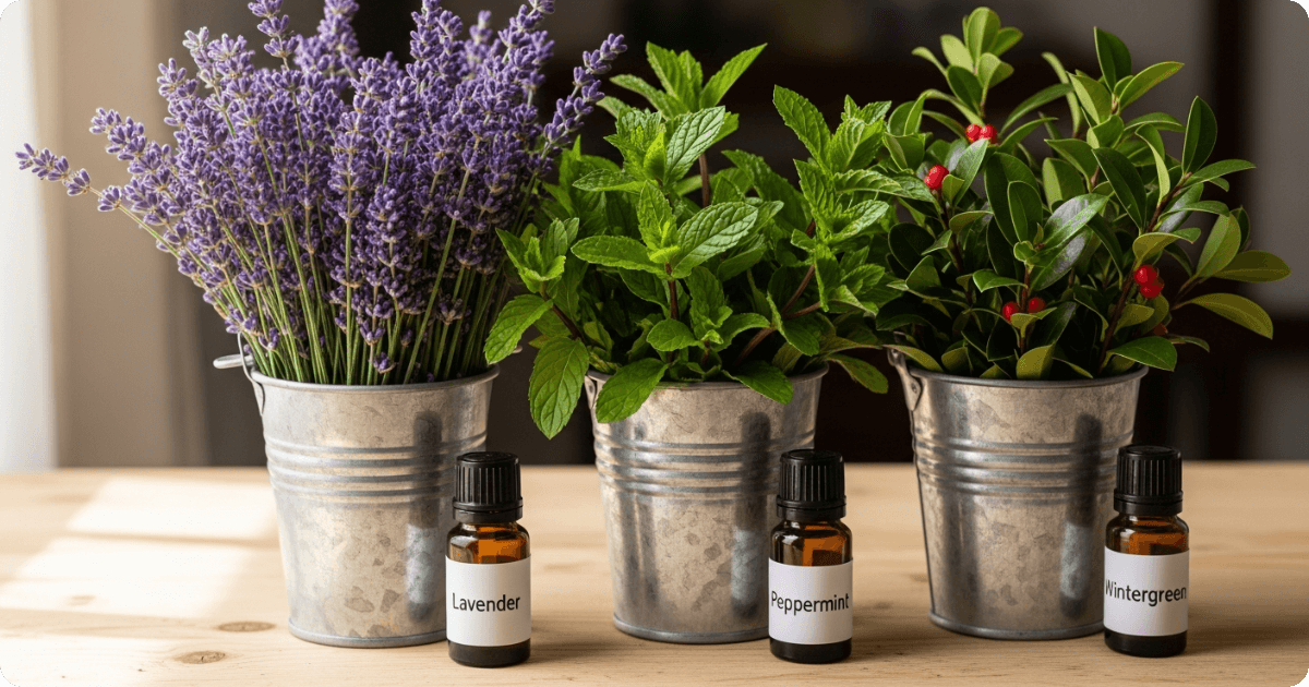 lavender, peppermint and wintergreen