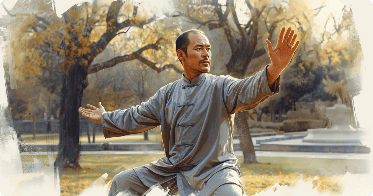 man practicing qigong