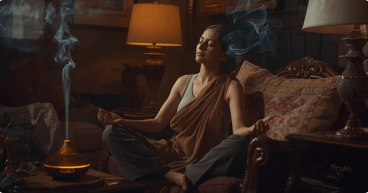 a woman meditates before bed as it helps reduce restlessness and anxiety, both of which can interrupt sleep quality. With regular practice, meditation can help promote a calmer, more restful sleep