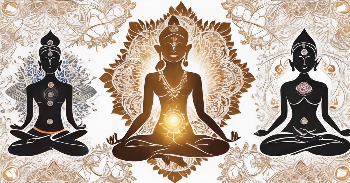 Three figures representing the three dosha from Ayurveda- Kapha, Vata and Pitta