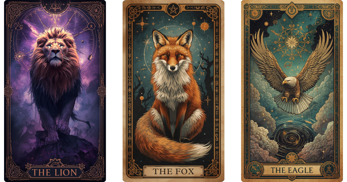 The spiritual animals the Lion, the Fox, and the Eagle.