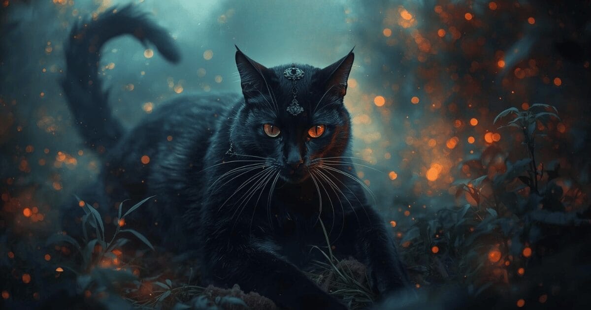 The cat symbolizes independence, mystery, adaptability, and a balance between solitude and social connection