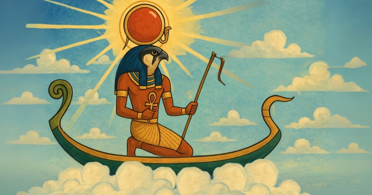 Ra, God of the Sun crossing the sky - benefits of orange crystals