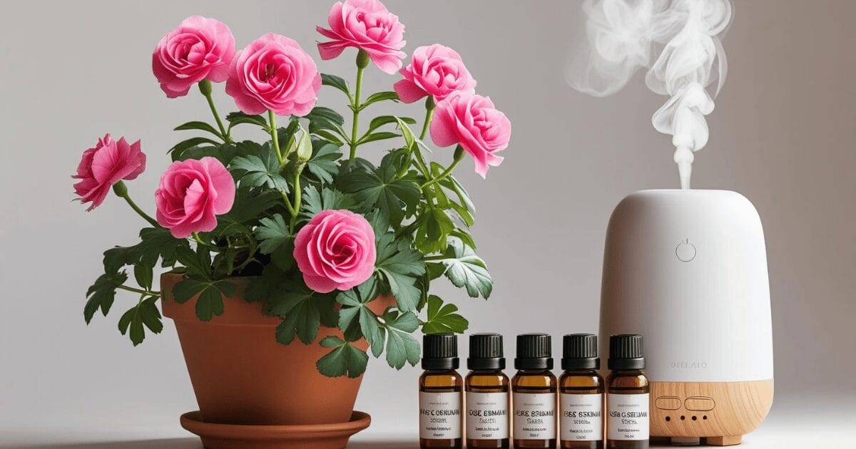rose geranium essential oil and diffuser