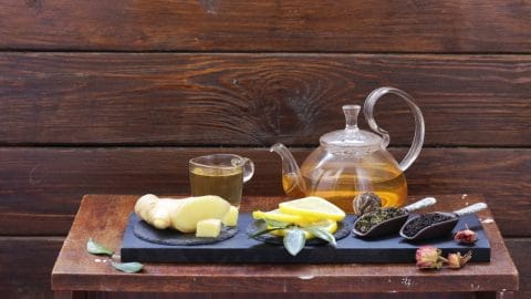 cinnamon, ginger, honey and green tea