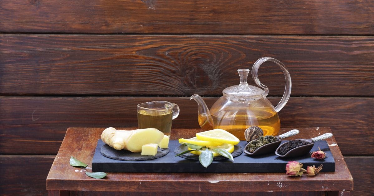 cinnamon, ginger, honey and green tea