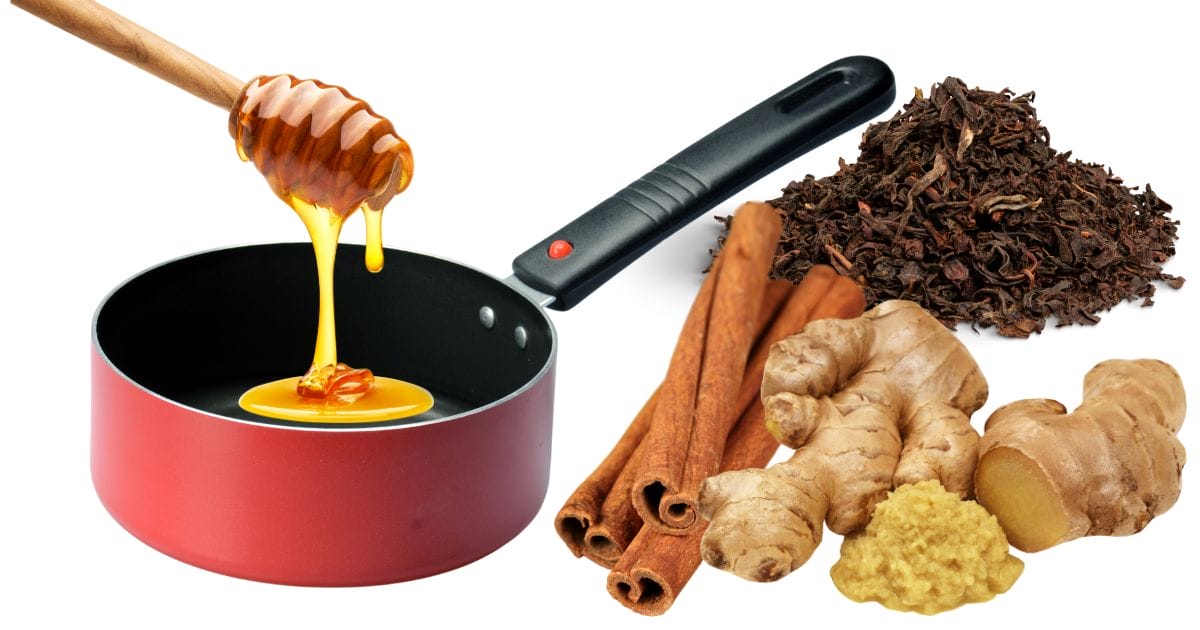 cinnamon, ginger, honey, green tea