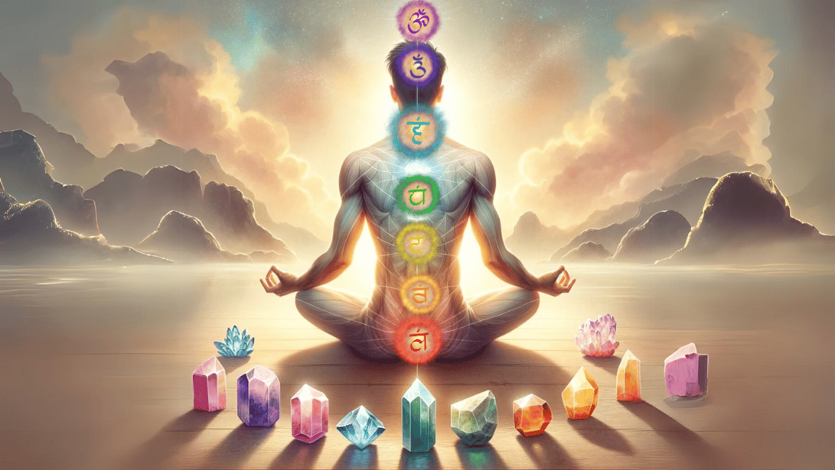 balancing chakras with black tourmaline crystal