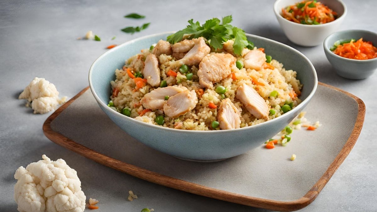 chicken and savory cauliflower fried rice