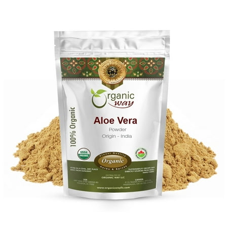Organic Way Aloe Vera Powder (Aloe Barbadensis) - Organic & Kosher Certified Raw Vegan Non GMO & Gluten Free USDA Certified Origin - India (1/2 lbs / 8 oz)