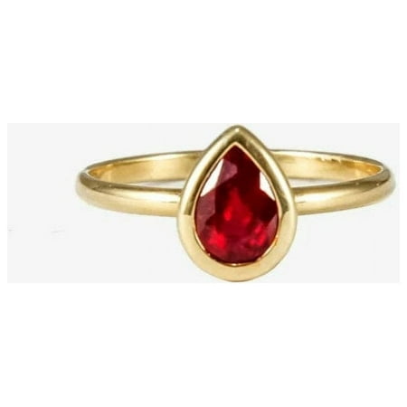 Certified Natural Pear Cut Red Ruby 925 Sterling Silver Wedding Ring Promise Ring 14 Gold Plated Ring Gift for Women