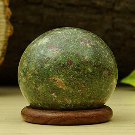 Reikiera Ruby Fuchsite Sphere Stone Ball with Ring Stand Aura Balancing Metaphysical Crystal Reiki Healing- Choose Size