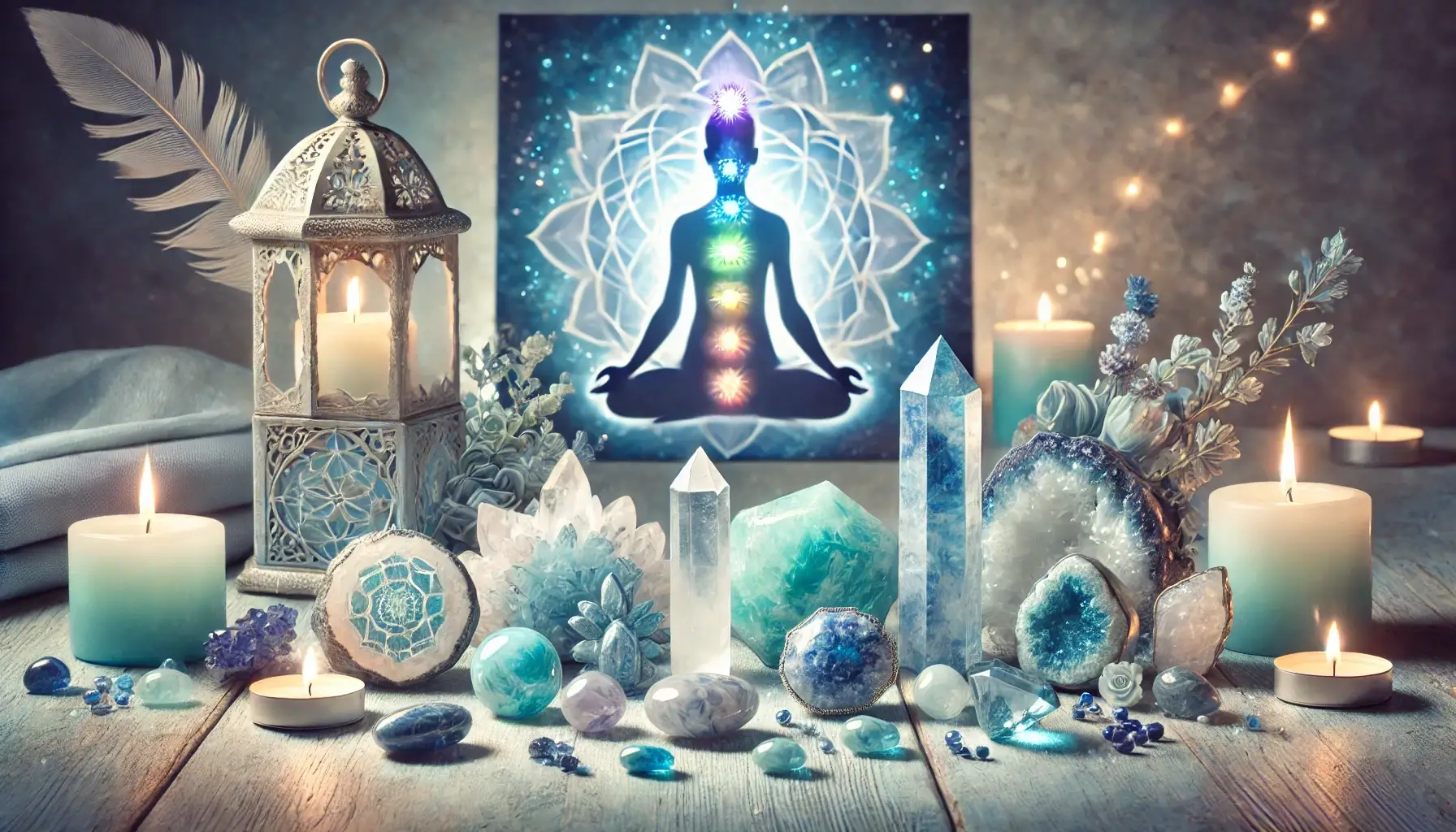 healing crystals used to balance the throat chakra