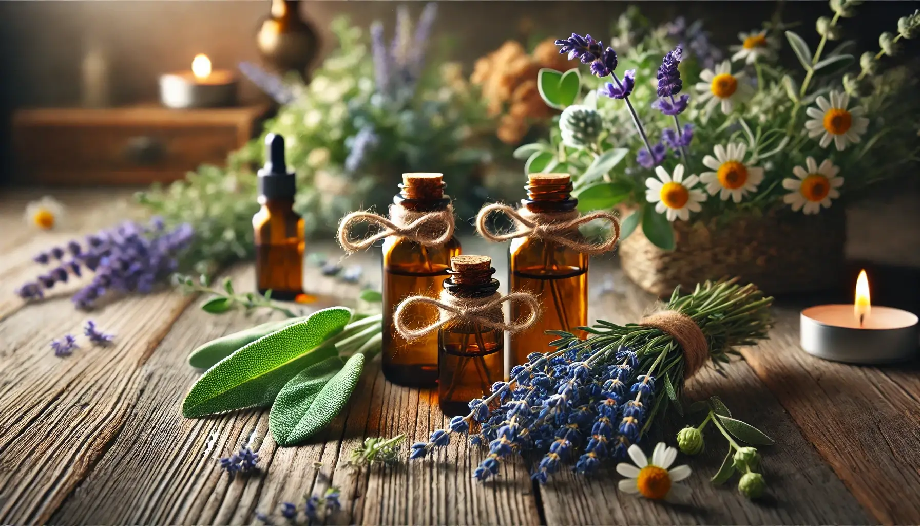 sage, lavender, and chamomile essential oill help balance the throat chakra