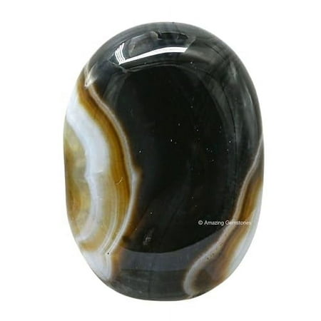 Black Onyx Palm Stone - Pocket Massage Worry Stone for Natural Body Chakra Balancing Reiki Healing and Crystal Grid