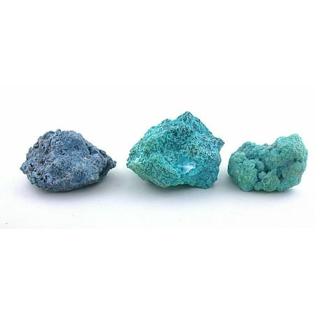 1/4 Pound Three Large 1 2/3 to 2 1/10 Inch Azurite Turquoise Crystal Specimen