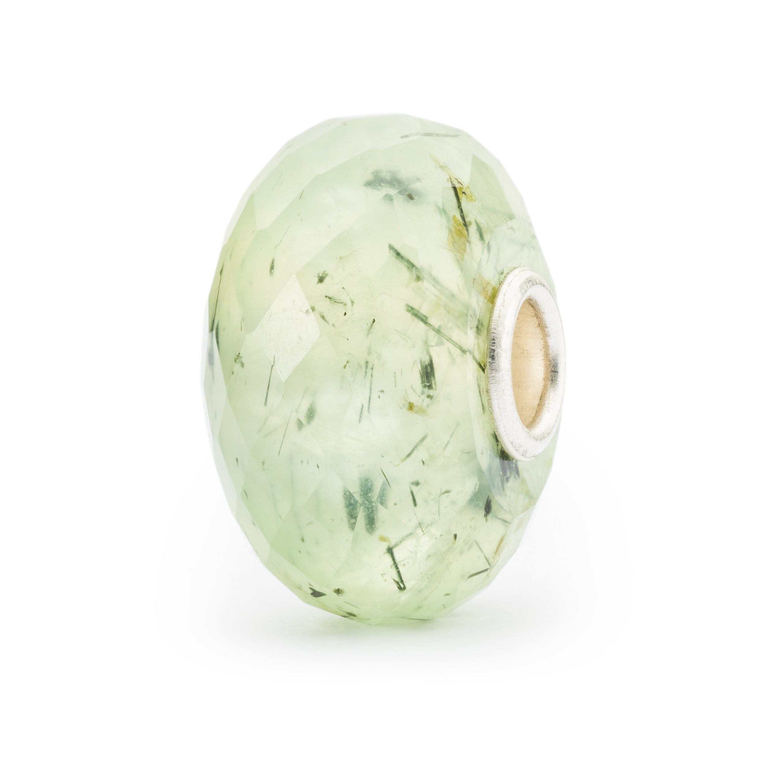 Prehnite with Tourmalinated Quartz Bead