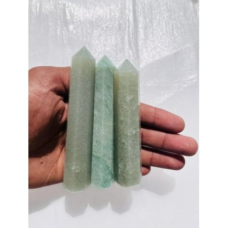 3Pcs Set Nylon Green Aventurine Crystal Point Tower Handmade Crystal Gemstone Wand For Home Office Decorative Crystal Gift Healing Crystal