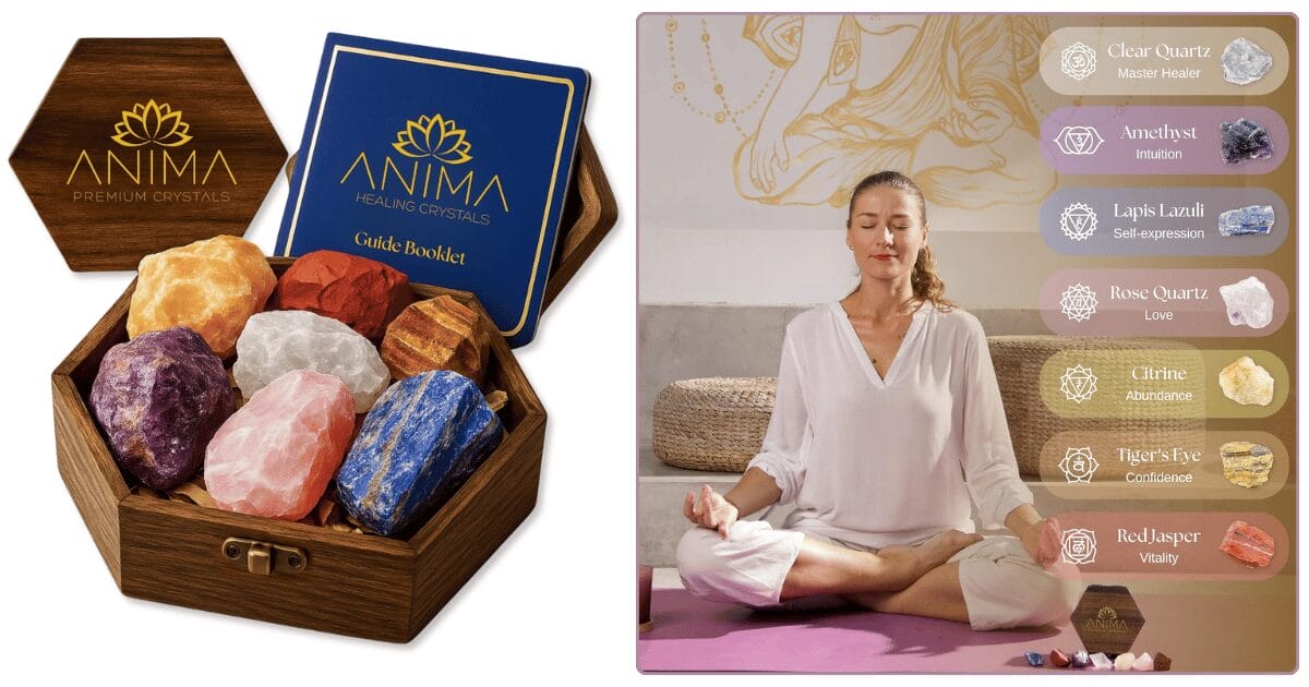 Anima Premium 7 Chakra Crystals Set with Guide Booklet