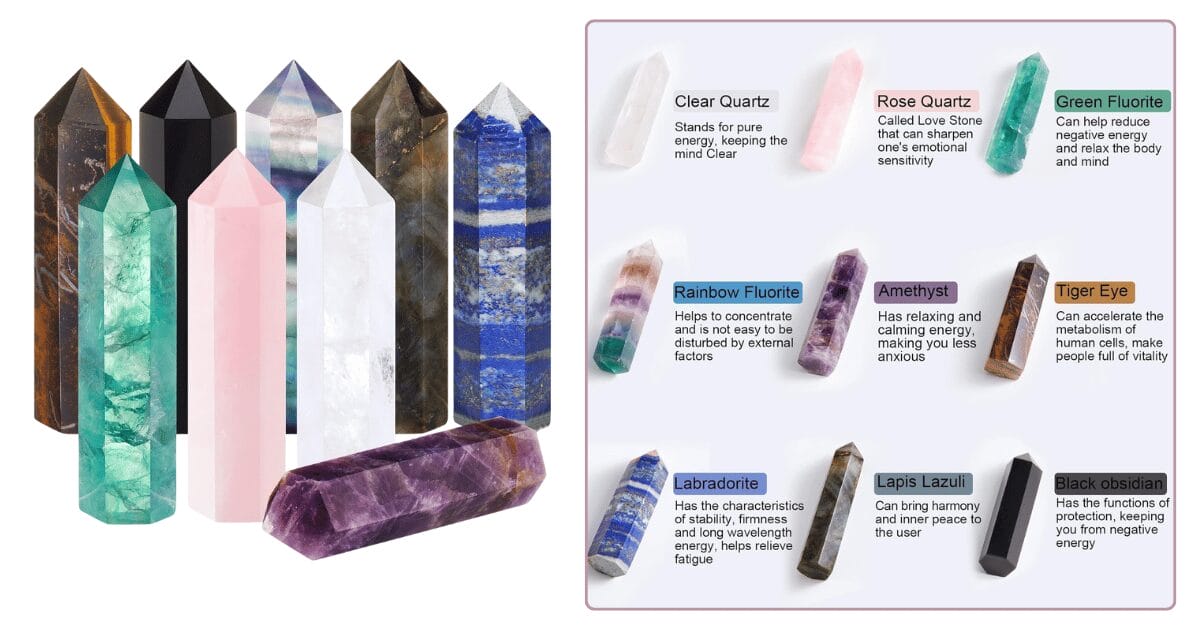 Junkin 9 Sets Healing Crystal Wand