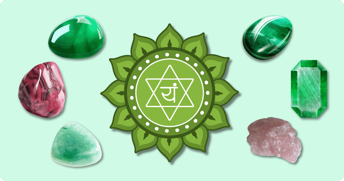 6 different anahata the heart chakra crystals