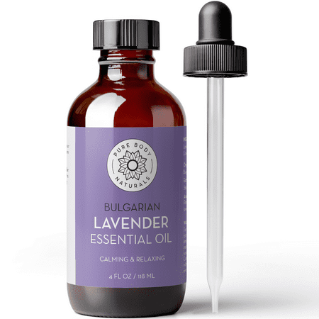 Bulgarian Lavender Essential Oil for Aromatherapy Diffuser 4 Fl Oz 100% Pure by Pure Body Naturals