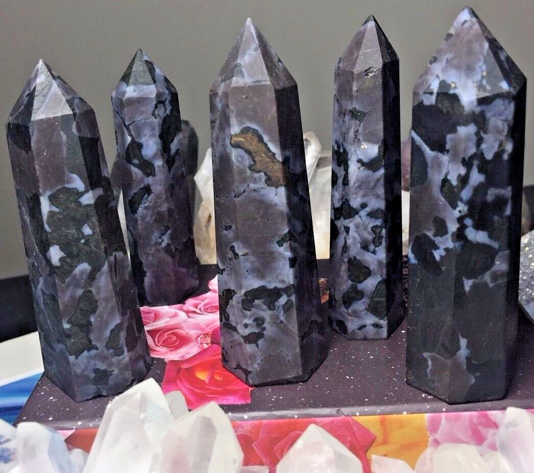 MYSTIC MERLINITE INDIGO GABBRO Crystal Point! Generator Faceted Healing Wand YES