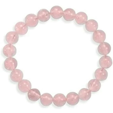 Nuvin Natural Pink Rose Quartz Round Bead Bracelet for Reiki Healing and Crystal Healing Stones