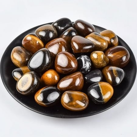 SigMntun Tigers Eye Healing Crystal Stone Set - 24 Pieces 0.6 Natural & Polished Stones for Healing Meditation Reiki Chakra Crafting & Decoration