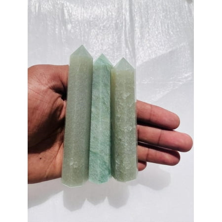 3Pcs Set Nylon Green Aventurine Crystal Point Tower Handmade Crystal Gemstone Wand For Home Office Decorative Crystal Gift Healing Crystal