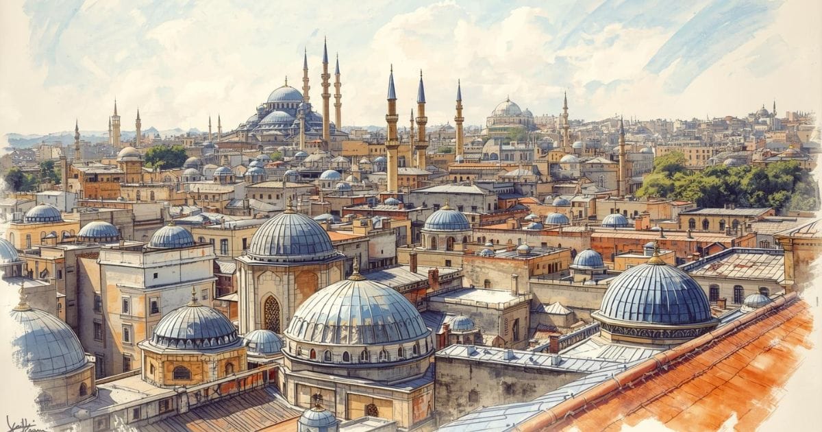 Mosques feature blue domes as blue symbolizes the heavens, spirituality, and the infinite universe in Islamic architecture.