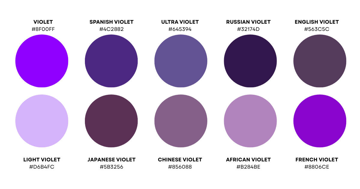 what does violet represent in color theory? This violet color palette reflects the violet colors