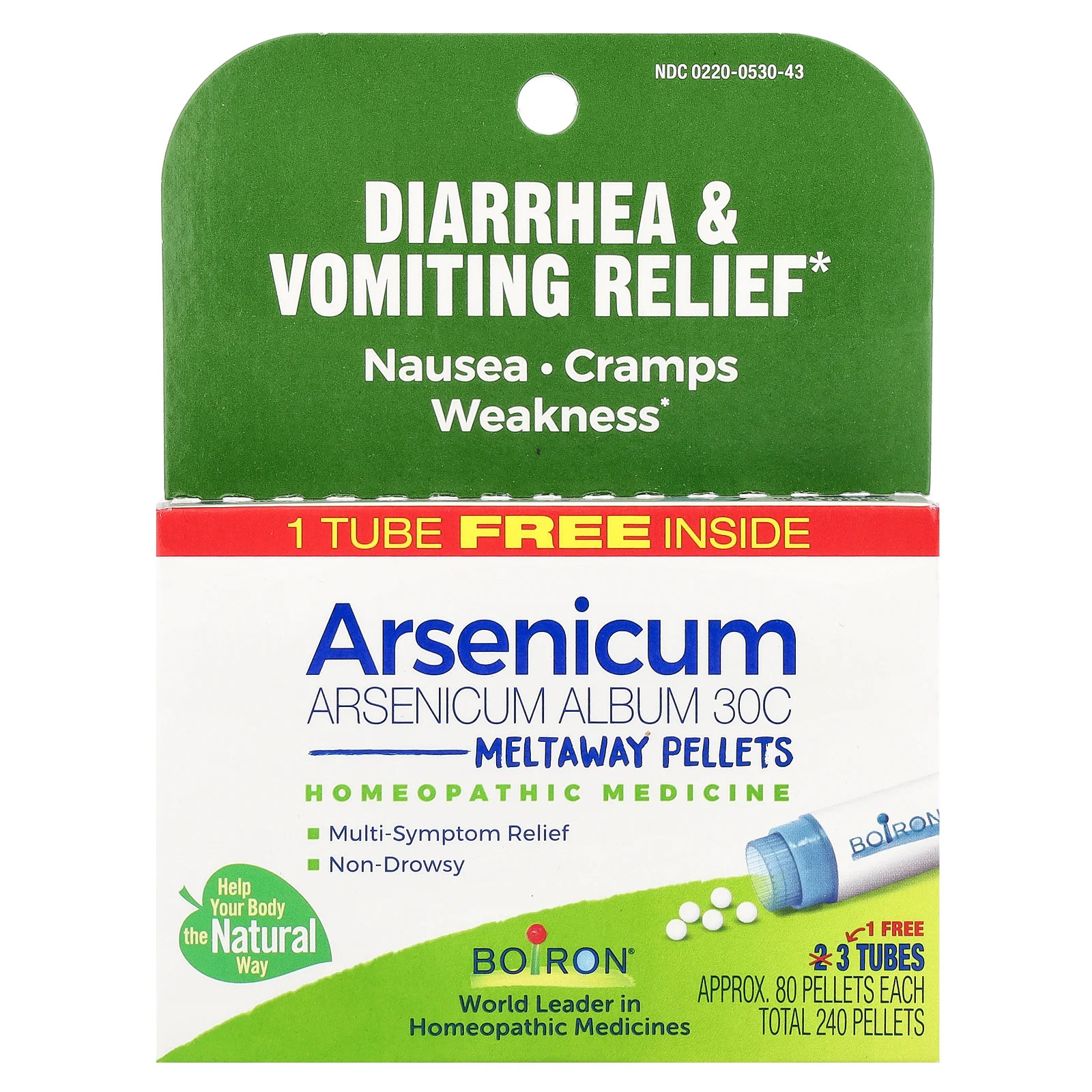 Arsenicum, Diarrhea & Vomiting Relief, Meltaway Pellets, 30C, 3 Tubes, 80