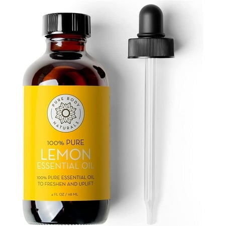 Pure Body Naturals 100% Pure Lemon Essential Oil for Diffuser Laundry Scent Degreaser - 4 fl oz