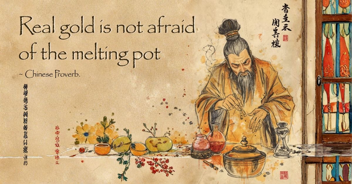 Chinese Proverb - Real Gold is not afraid of the melting pot.