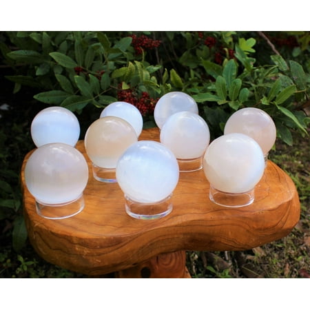 Selenite Crystal Sphere + Stand LARGE 60 mm (Polished Selenite Crystal Healing)