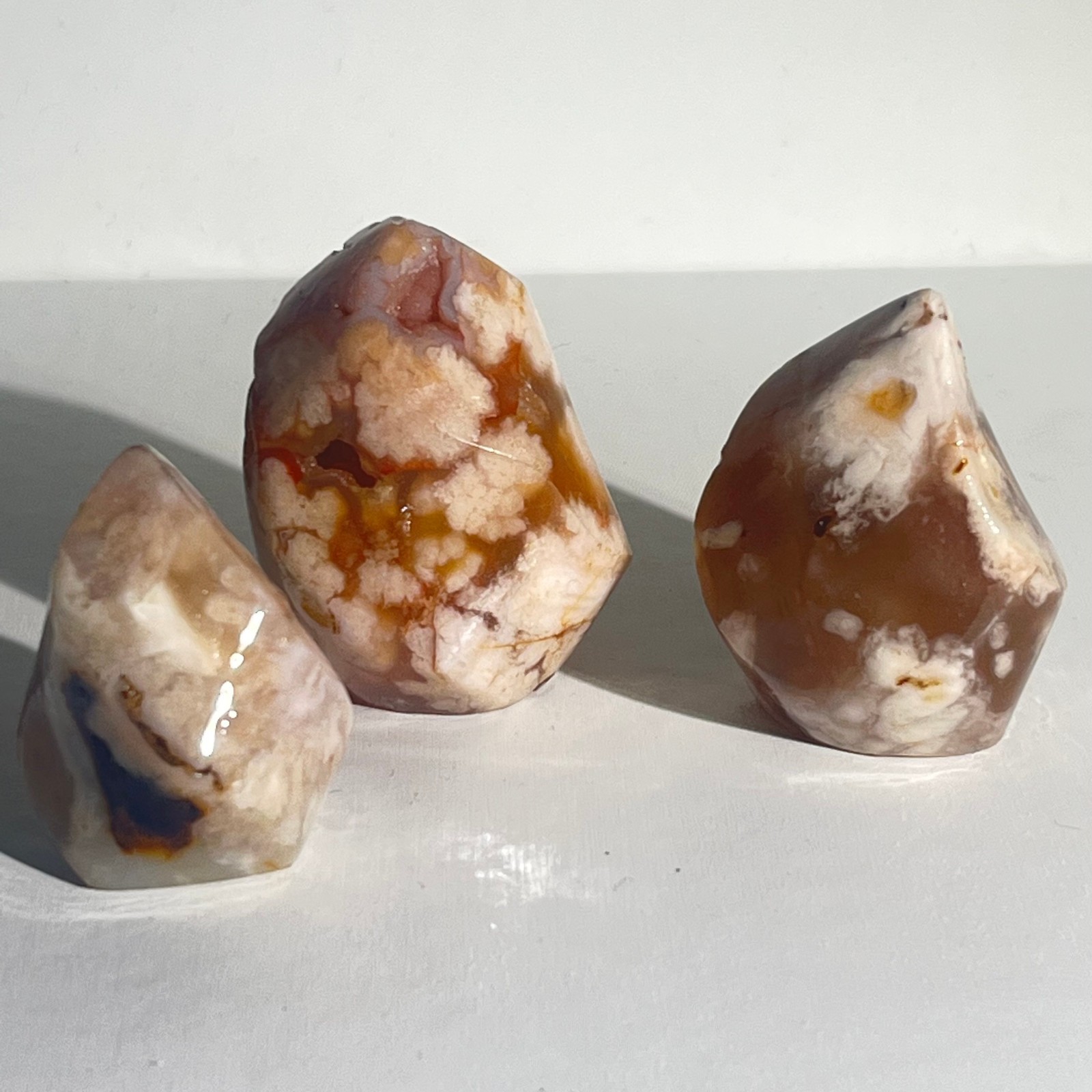 177g Natural cherry blossoms Agate torch polished crystal Specimen AH22