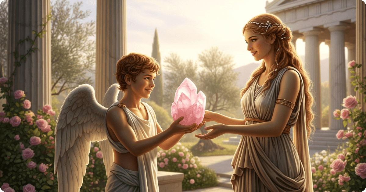 In Greek myth Eros, the god of love gifted Rose quartz to goddess Aphrodite