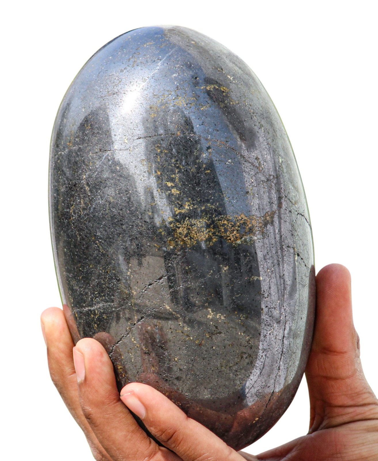 Large 155mm Silver Hematite Crystal Healing Chakra Reiki Energy Stone Lingam