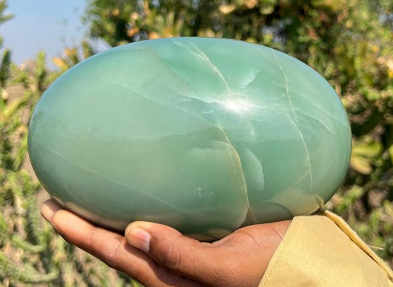 Large 180MM Beautiful Green Aventurine Lingam Healing Crystals Home Decor Gift