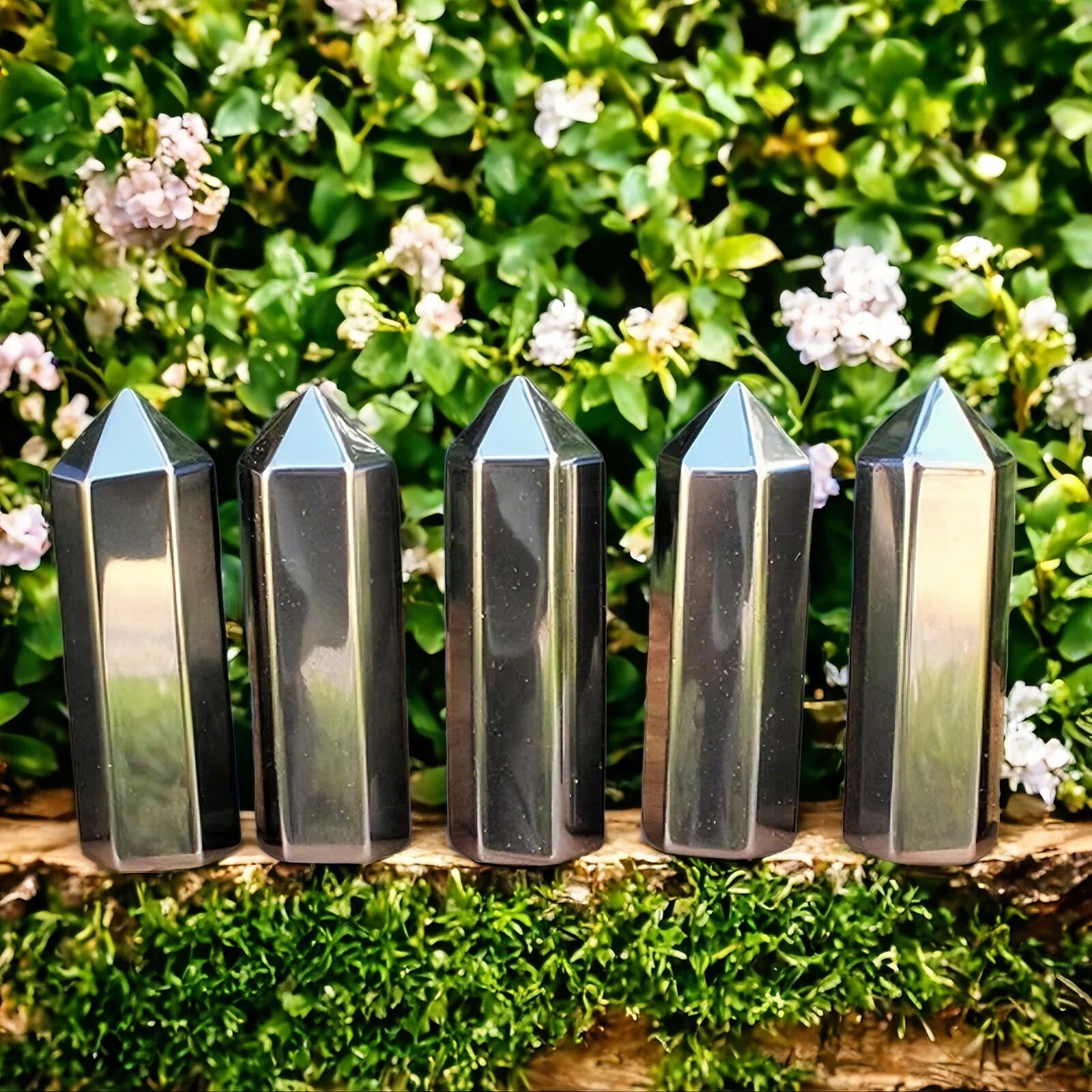 Natural Hematite Tower Tip Healing Protection Obelisk Crystal Specimen Decor