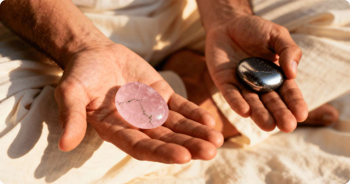 rose quartz and hemitite pairing