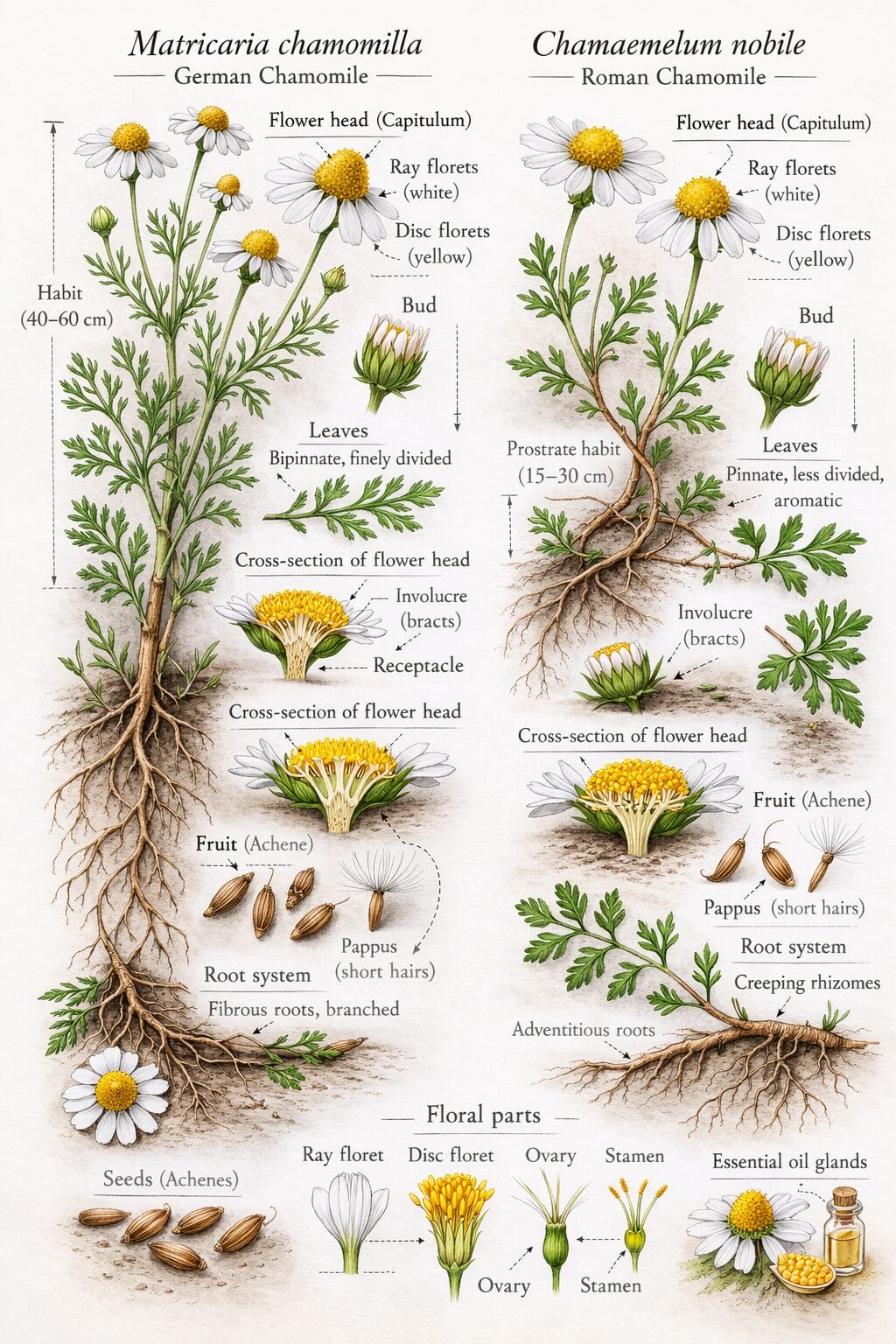 german and roman chamomile