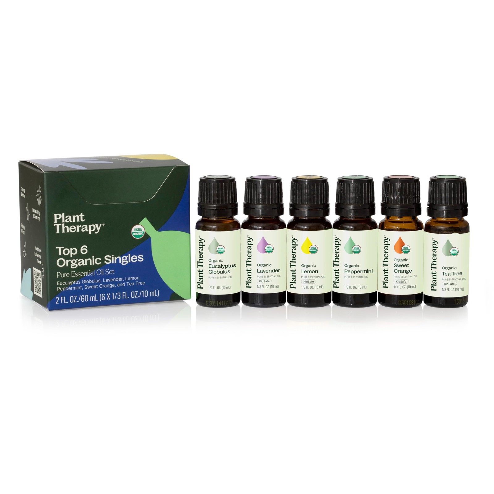 Plant Therapy Top 6 USDA Organic Essential Oil Set - Lavender, Peppermint,