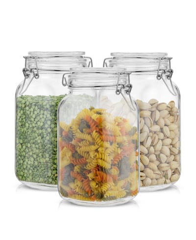JoyJolt Airtight Set of 3 Glass Jars Storage Canister - Clear