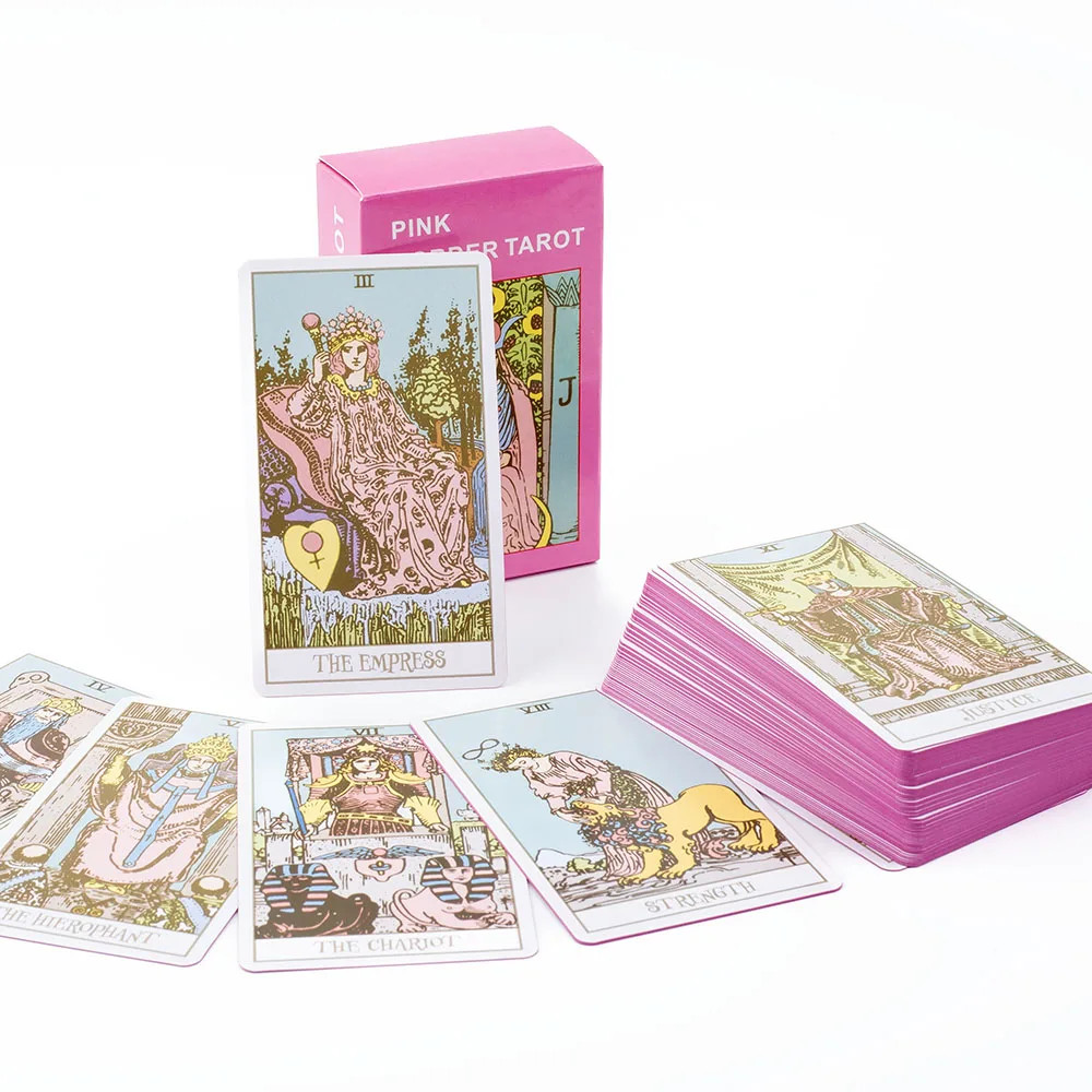 Pink Border Tarot Cards Deck 78 Card Beginner Fortune Telling Guidebook Gift NEW