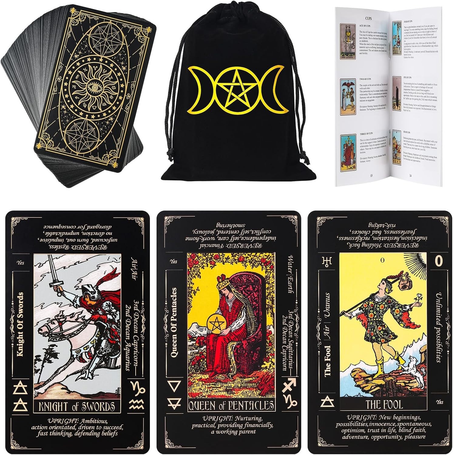 Tarot Cards for Beginners, Classic Tarot Cards with Meanings on Them, Durable Ta