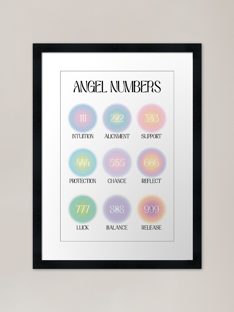 Angel Numbers Chart Colorful Aura F Framed Wall Art Poster Canvas Print Picture