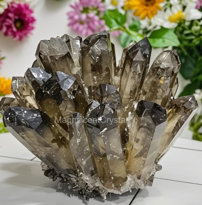 2025Rare 300G+Raw Smoky Quartz Crystal Cluster Natural Rough Geode Reiki Decor